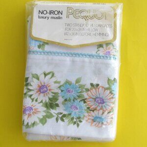 Vintage Pequot muslin floral daisy pillowcases
